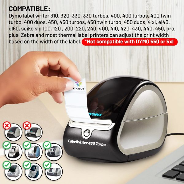 az-product-1199-184 Lot 100 rouleaux etiquettes seiko DYMO 11354 compatibles labels writer roll 57mm x 32mm