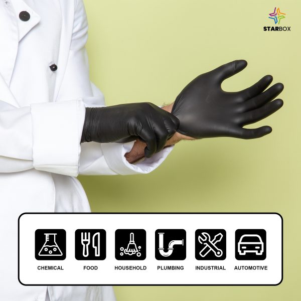 az-product-1356-392 STAR BOX Gants Jetables en Nitrile - Haute Résistance, Sans Latex, Pack de 100 pcs, Taille XL, Pour Usage Professionnel et D