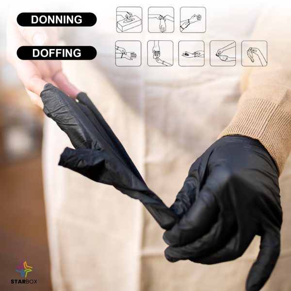 az-product-1358-394 STAR BOX Gants Jetables en Nitrile - Haute Résistance, Sans Latex, Pack de 100 pcs, Taille L, Pour Usage Professionnel