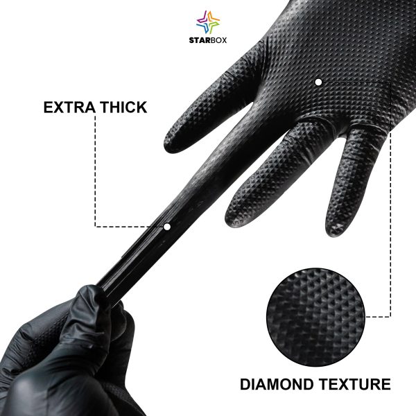 az-product-1363-406 STAR BOX Gants Jetables Grip Antidérapant Taille L, Pack 100 pcs, Idéal Mécaniciens, Bricolage, Artisans Industriels