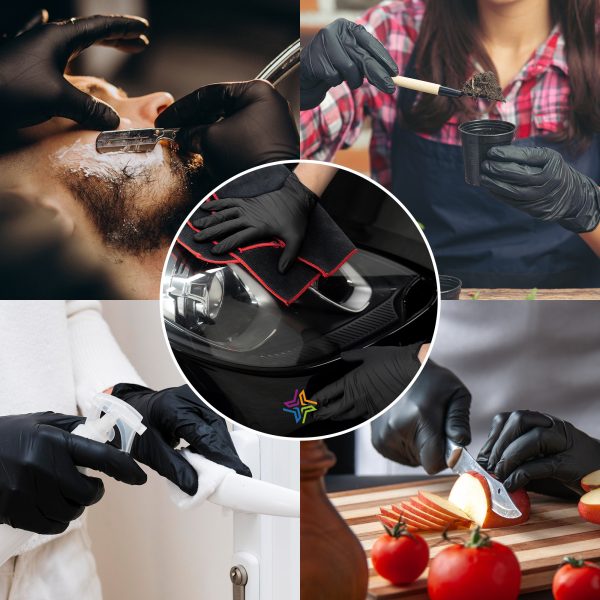 az-product-1365-401 STAR BOX Gants Jetables en Nitrile - Haute Résistance, Sans Latex, Pack de 100 pcs, Taille M, Pour Usage Professionnel et D