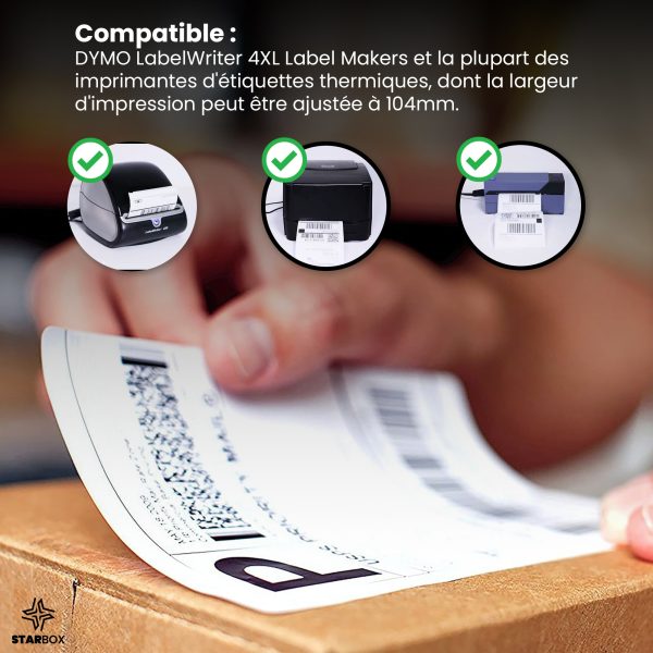 az-product-1422-462 STAR BOX Étiquettes Thermiques 104x159 mm – 10 Rouleau (2200 Étiquettes) | Compatibles avec LabelWriter 4XL S0904980