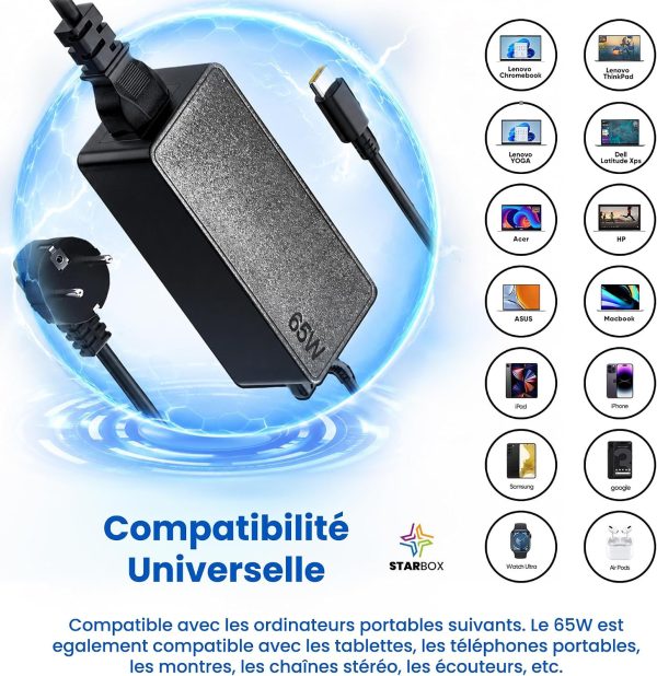 az-product-1449-568 STAR BOX Chargeur USB-C 90W Power Delivery, Adaptateur Secteur Universel pour Ordinateur Portable